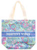 Zwillingsherz Stofftasche "Positive Vibes" in Blau/ Grün/ Hellblau - (B)45 x (H)38 x (T)17 cm