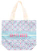 Zwillingsherz Stofftasche "Happy Days" in Hellblau/ Rosa/ Weiß - (B)45 x (H)38 x (T)17 cm