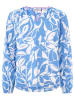 Zwillingsherz Bluse "Blätter" in Blau/ Weiß