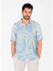 KEY LARGO Hemd "Palms" - Regular fit - in Hellblau/ Creme