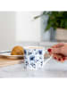 Mikasa 2er-Set: Kaffeetassen "Blue Rose" in Weiß/ Blau - 300 ml