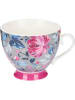 Mikasa 2er-Set: Kaffeetassen "Grey Floral" in Grau/ Rosa/ Blau - 400 ml