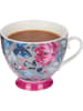 Mikasa 2er-Set: Kaffeetassen "Grey Floral" in Grau/ Rosa/ Blau - 400 ml