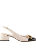 Högl Leder-Slingpumps in Creme/ Schwarz