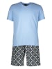 Hanro Pyjama lichtblauw/donkerblauw