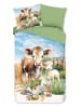 Pure Komplet pościeli "Farm" w kolorze błękitno-zielonym z mikrofibry