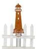 POSIWIO Regenmesser "Leuchtturm" in Hellbraun/ Weiß - (B)11 x (H)41 x (T)15 cm