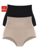 PETITE FLEUR Pełne figi modelujące high waist (2 pary) w kolorze czarnym i beżowym