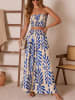 Milan Kiss Marlenehose in Beige/ Blau