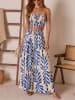 Milan Kiss Marlenehose in Beige/ Blau