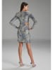 SWING Paillettenkleid in Blau/ Creme