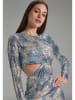 SWING Paillettenkleid in Blau/ Creme
