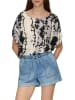 QS by S. Oliver Bluse in Lila/ Beige/ Schwarz