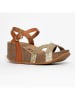 Blue Bay Leren sleehaksandalen "Guimauve" lichtbruin/goudkleurig