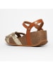 Blue Bay Leren sleehaksandalen "Guimauve" lichtbruin/goudkleurig