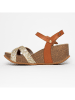 Blue Bay Leren sleehaksandalen "Guimauve" lichtbruin/goudkleurig