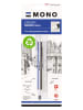 Tombow Radierstift "Mono" mit Nachfüllung in Blau/ Schwarz/ Weiß