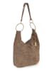 Anna Morellini Leder-Schultertasche "Damiana" in Taupe in Beige/ Grau - (B)38 x (H)36 x (T)9 cm