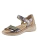 Heine Leder-Sandaletten in Khaki/ Lila