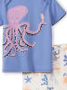 Calida Pyjama in Blau/ Creme