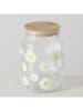 Boltze Vorratsglas "Daisy" in Transparent/ Weiß/ Hellbraun - (H)14 x Ø 10 cm