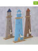 Boltze 3er-Set: Dekoaufsteller "Coasty" in Grau/ Hellblau - (H)44,4 cm