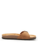 Mandel Leren slippers lichtbruin