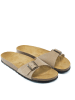 Mandel Leren slippers beige