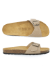 Mandel Leren slippers beige