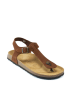 Mandel Leren teensandalen lichtbruin