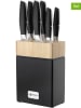 Laguiole 6tlg. Messerblock-Set ''Nova'' in Schwarz/ Beige