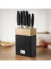 Laguiole 6tlg. Messerblock-Set ''Nova'' in Schwarz/ Beige