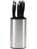 Laguiole 5tlg. Messerblock-Set ''Lumin'' in Silber