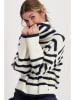 monari Rollkragenpullover in Weiß/ Dunkelblau