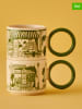 BELLA MAISON 2-delige set: koffiekoppen crème/groen - 270 ml