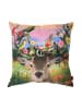 Mars & More Kissen "Deer Birds" in Braun/ Grün/ Rosa - (L)45 x (B)45 cm