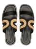 Marc O´Polo Leder-Pantoletten in Schwarz/ Beige