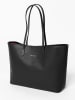 Mia Tomazzi Leren schoudertas "Bassini" zwart - (B)39 x (H)29 x (D)14 cm
