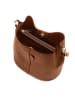 Mia Tomazzi Leren schoudertas lichtblauw - (B)28 x (H)26 x (D)10 cm