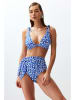 trendyol Bikini-Hose in Blau/ Weiß