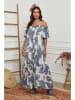 Fleur de Lin Kleid in Weiß/ Hellblau