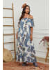 Fleur de Lin Kleid in Weiß/ Hellblau