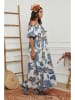 Fleur de Lin Kleid in Weiß/ Hellblau