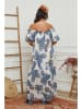 Fleur de Lin Kleid in Weiß/ Hellblau