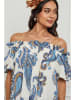 Fleur de Lin Kleid in Weiß/ Hellblau