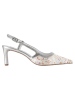 Högl Leder-Slingpumps in Weiß/ Silber