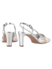 Högl Leder-Slingpumps in Weiß/ Silber