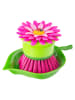 Vigar Spülbürste "Flower power" in Grün/ Pink - (H)7,5 cm
