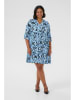 KAFFE curve Kleid in Hellblau/ Dunkelblau/ Weiß