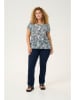 KAFFE curve Bluse in Weiß/ Dunkelblau